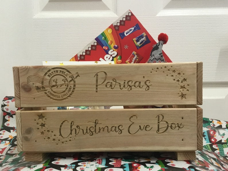 Personalised Christmas Eve Box | Personalised Christmas Eve Crate | Wood Engraved Christmas Eve Box | Personalised Christmas Eve Box