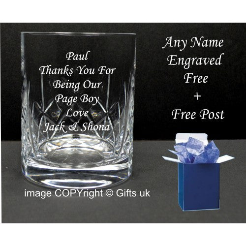 Personalised Engraved Crystal Whisky Glass 40th 50th 60th Birthday In Blue Box