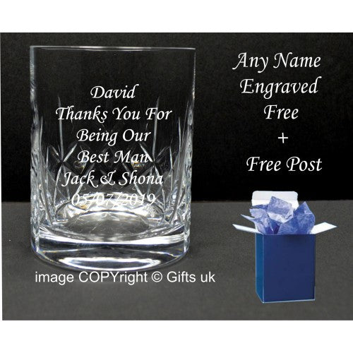 Personalised Engraved Crystal Whisky Glass 40th 50th 60th Birthday In Blue Box