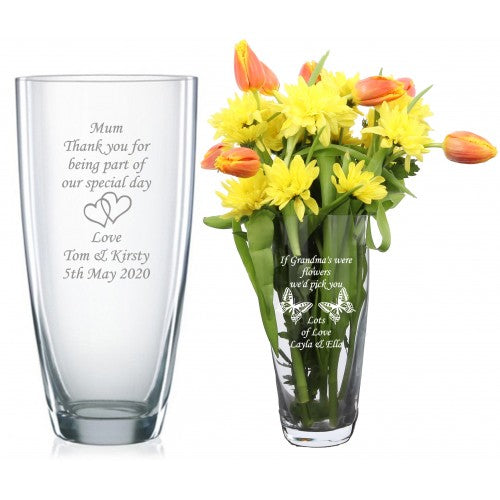 Personalised Engraved Mothers Day Gift Present Glass Vase Any Message Mummy Mum