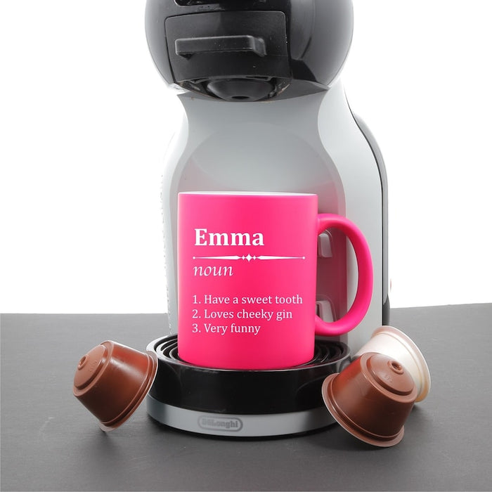 Personalised Laser Engraved Gifts Ideas Present For Mum Dad Birthday Christmas Mothers Fathers Day Name Definition Pink Mug