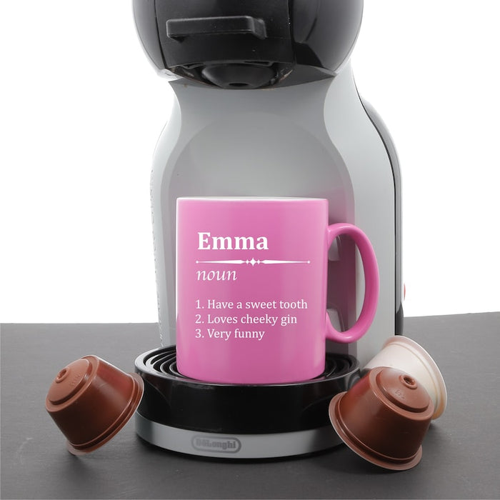 Personalised Laser Engraved Gifts Ideas Present For Mum Dad Birthday Christmas Mothers Fathers Day Name Definition Pink Mug