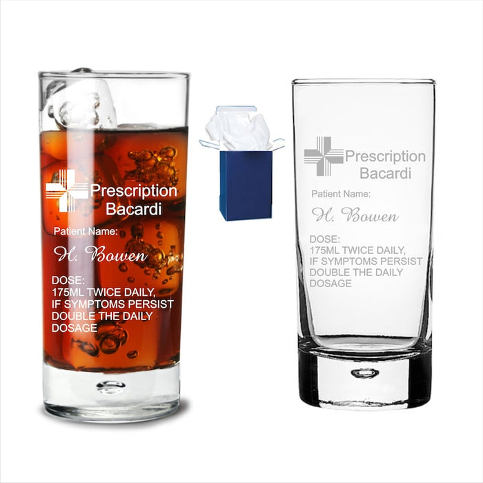Personalised Engraved Brandy Glass | Prescription Brandy Novelty Etched Brandy Tumbler | Custom Bespoke Beer Glassware Gift