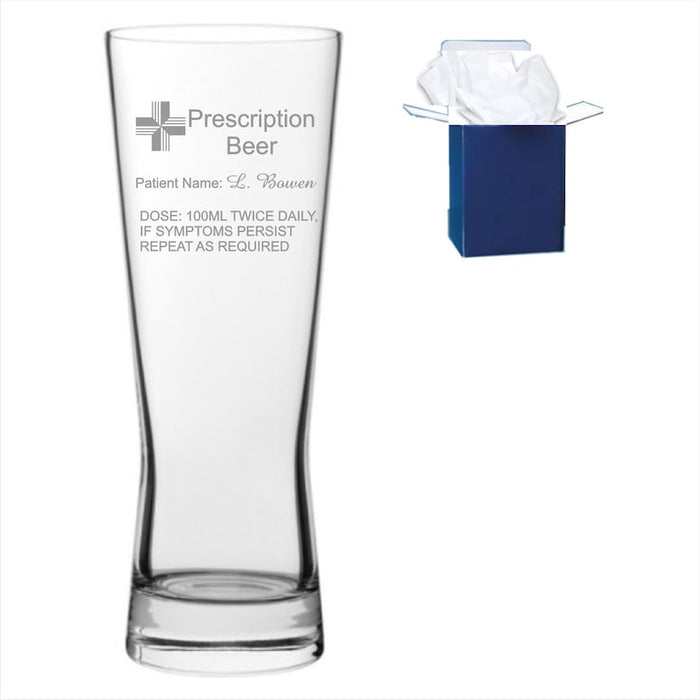 Personalised Engraved Brandy Glass | Prescription Brandy Novelty Etched Brandy Tumbler | Custom Bespoke Beer Glassware Gift