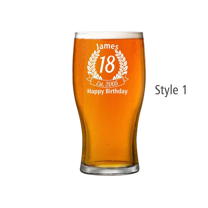 Personalised Pint Beer Birthday Glass - Custom Engraved Pint Beer Gift - Bespoke Special Gift Idea - Ale Tulip Guinness Etched Glass