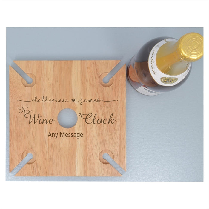 Personalised Wooden Wine Glass Holder, Butler Caddy Engraved, birthday gift, mothers day gift, anniversary gift, 2 & 4