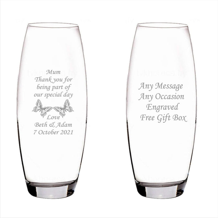 personalised engraved glass vase Mother Of the Bride Mother Of the Groom gift, Wedding Favours, Thank you