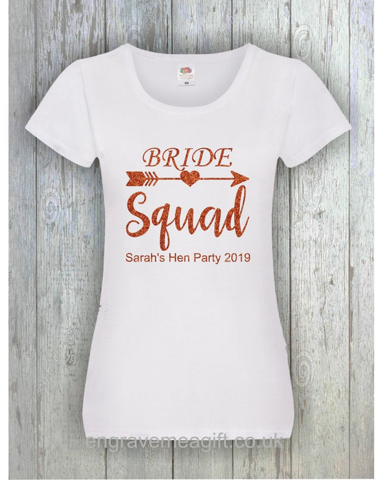 Hen Party T-Shirts Bride to Be Tribe Squad - Custom Personalised Tops Wedding Gifts- GLITTER Vinyl