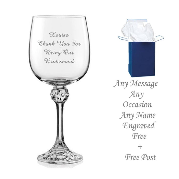 Personalised Engraved Crystal Wine Glass Engraved Birthday Gifts 60th , 65th, 70th, 80th any age, Gifts boxed
