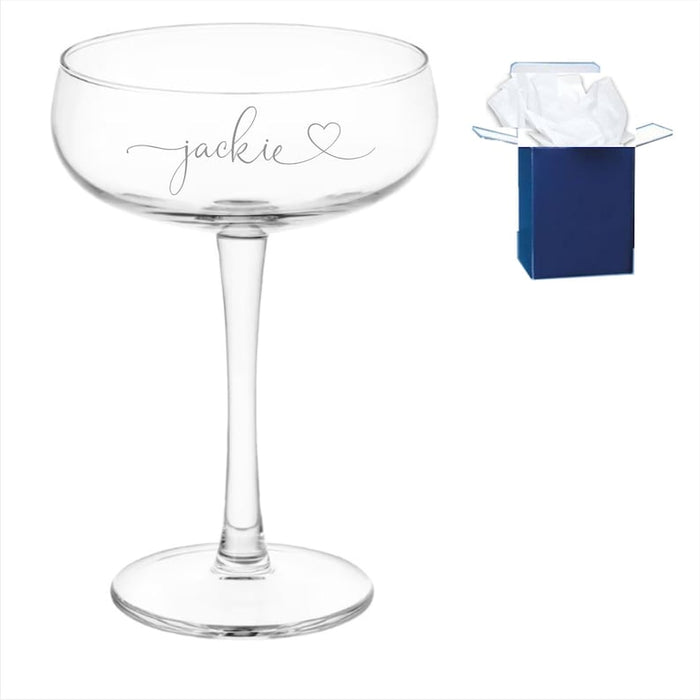 Personalised Cocktail Glass | Champagne Martini Glass | Laser Engraved Cocktail Soft Drink/ Wine Whiskey Glass | Custom Martini Glass