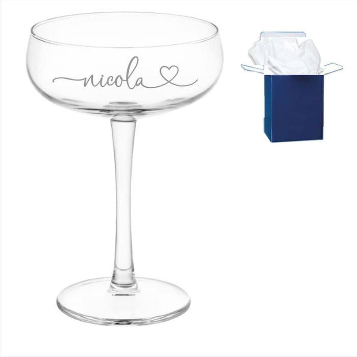 Personalised Cocktail Glass | Champagne Martini Glass | Laser Engraved Cocktail Soft Drink/ Wine Whiskey Glass | Custom Martini Glass