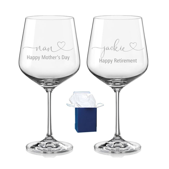 Personalised Wine Glass Engraved Red or White Wine Glass Gift, Custom Text on Wine Glassware, Bespoke Drinking Vino Glass