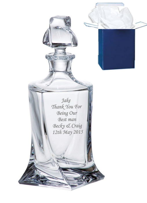 Personalised Engraved Crystal Whisky Glass Decanter, Engraved Gift