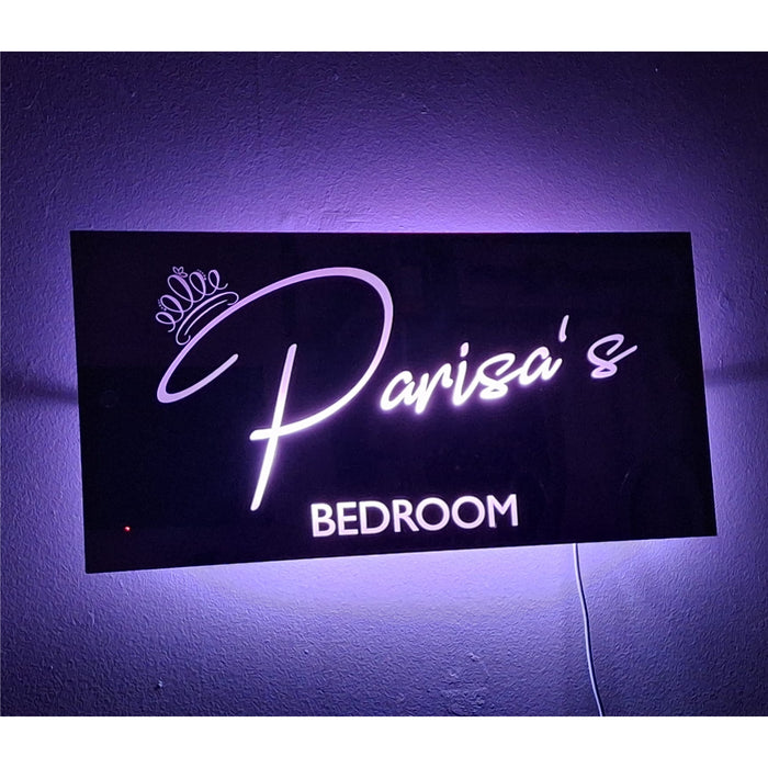 Personalised Name Mirror Sign, LED Custom Neon Illuminated Light Up Bedroom Sign