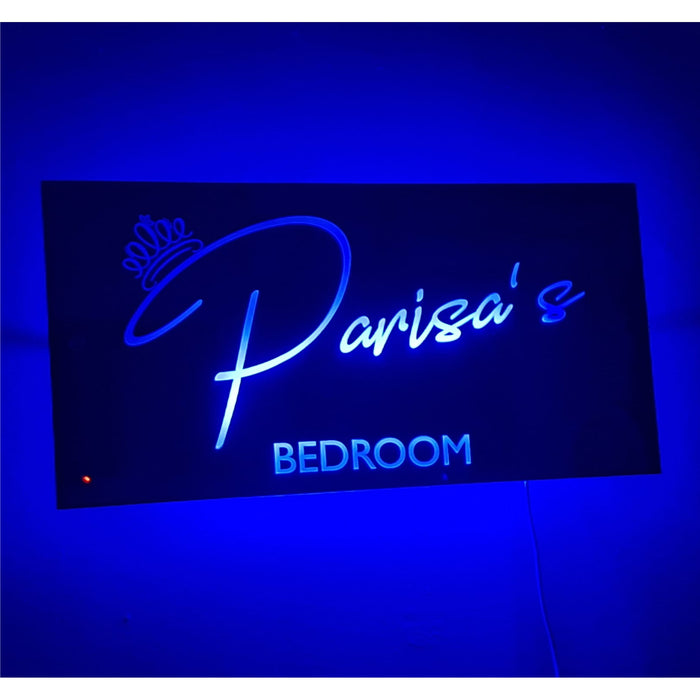 Personalised Name Mirror Sign, LED Custom Neon Illuminated Light Up Bedroom Sign