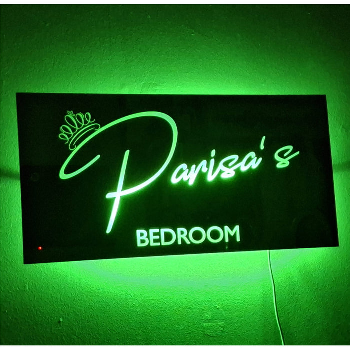 Personalised Name Mirror Sign, LED Custom Neon Illuminated Light Up Bedroom Sign
