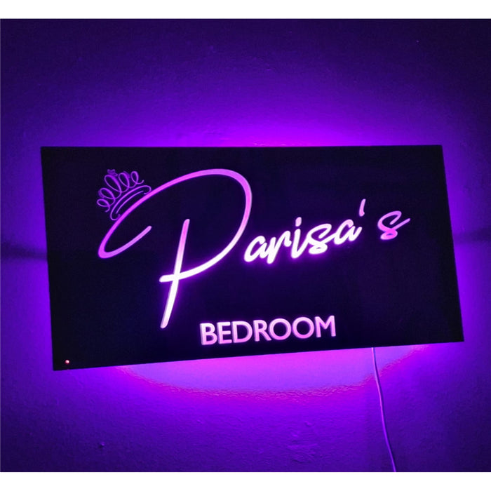 Personalised Name Mirror Sign, LED Custom Neon Illuminated Light Up Bedroom Sign