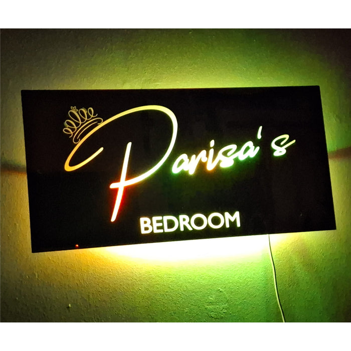 Personalised Name Mirror Sign, LED Custom Neon Illuminated Light Up Bedroom Sign