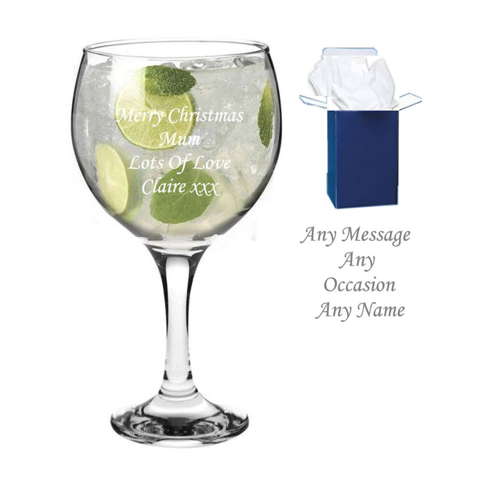 Personalised Engraved glass gin and Tonic Large Glass