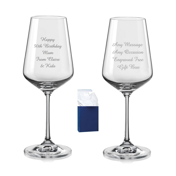 Personalised Gifts Crystal Wine Glass Xmas Wedding Leaving Birthday Gift W/ Box