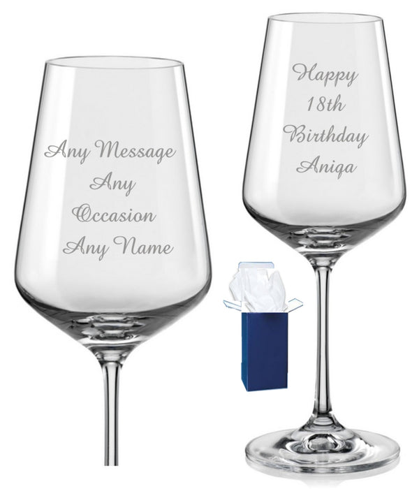 Personalised Gifts Crystal Wine Glass Xmas Wedding Leaving Birthday Gift W/ Box