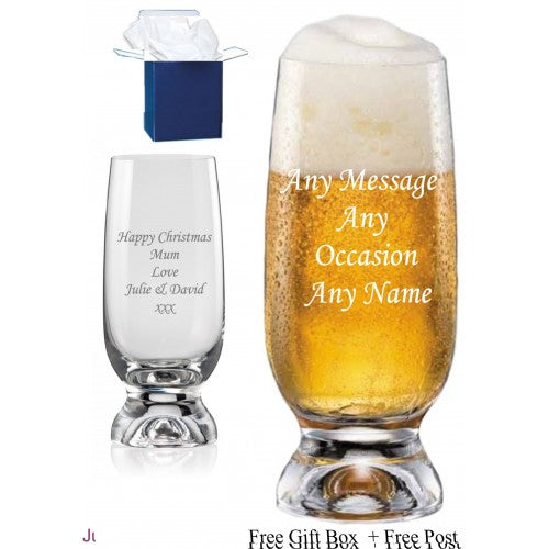 Personalised Stemmed Beer Glass Birthday Gift 18th 21st 30th 40th 40th 50th 60th gift