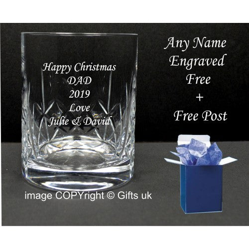 Personalised Engraved Crystal Whisky Glass 40th 50th 60th Birthday In Blue Box