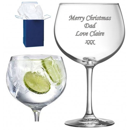 Personalised Gin Glass Gift Message Large 72 cl Juniper Engraved Gin n Tonic