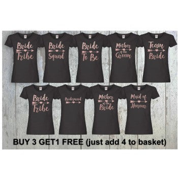 Bride Tribe Hen Party T Shirts Hen Do T-shirt Custom Personalised Rose Gold Tops