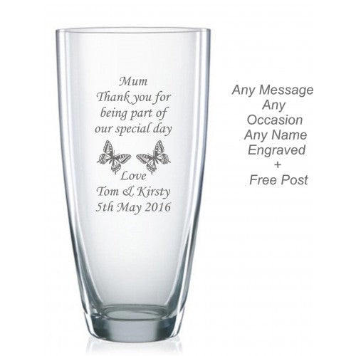 Personalised Engraved Mothers Day Gift Present Glass Vase Any Message Mummy Mum